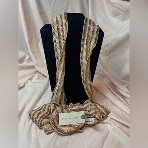 Anthropologie Belt Wrap Sash Coral Peach Rose Gold Beaded  72" x 2.5" O/S NWT